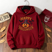 Happy Halloween Hoodie Women Witch Hat Pumpkin Graphic Sweatshirt Spooky Season Long Sleeve Casual Loose Pullover Warm Tops