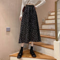 Spring Summer Casual Skirt Womens A-Line Skirts Fashion Vintage Floral Printed Chiffon Skirts Elastic High Waist Midi Skirts