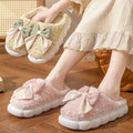 2025 Women's Cotton Slippers Indoor Home Anti-Slip Thick Bottom Fluffy Slip-On Slippers Comfortable Home Shoes for Autumn Winter