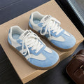 Women Retro Stripe Sneakers Gum Sole Lace Up Flat Shoes Fashion Versatile Casual Walking Shoes for Daily Wear