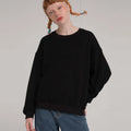Ladies Hoodie Fashion O-neck Black Long Sleeve Pullover Girl Girl Student Sports Pullover Simple English Print Hoodie Tops