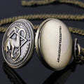 Vintage Full Metal Alchemist Pocket Watches Necklace Pendant Chain Men Women Quartz Pocket Watches