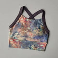 Women Color Block Print Backless Sports Bra With Fixed Pads Yoga Outfit Shockproof High Waist Workout Pants Set