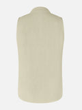 Solid Women Sleeveless Blouse Mandarin Collar V Neck Button Down Regular Fit Elegant Office Casual Vest Top