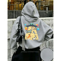 Women Casual Streetwear Hoodie Funny Cat Ufo Abduction Print Graphic Pullover Sweatshirt Autumn Winter Outfit Fall Clothes