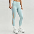 Women High Waist Yoga Leggings Side Bicolor Stripes Design High Stretch Opaque Soft Breathable Workout Pants