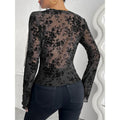 Sexy Slim Fit Floral Lace Blouses Elegant Deep V-neck Mesh Long Sleeve Blouse Streetwear Top Spring Y2k Bell Sleeve Thin Shirts