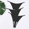 GICZI 3Pcs/Set Hot Women's Thongs Panties Plain Seamless Ice Silk Lingerie G-String for Woman M-2XL Large Size Female Underwear