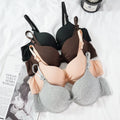Sexy Women Cotton Gathered Bra Deep V Underwire Solid Color Bras Push Up Lingerie Backless Wireless Underwear Ladied Brassiere