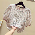 ZANZEA Women Basic Blouse Summer Sweety Lantern Short Sleeve Tunics 2024 Bohemian Floral Printed Shirt Casual Loose Simple Tops