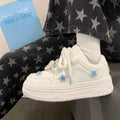 Women Sneakers Platform Casual Shoes Lace-up Breathable Star White Shoes Retro Running Shoe Outdoor Height Increase Women Shoes