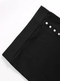 Women Ribbed Knit Midi Pencil Skirt High Waist Side Buttons Slit Bodycon Slim Fit Elegant Casual Office Long Skirt