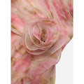 Women Strapless Sweetheart Prom Dress Watercolor Floral Organza 3D Flower Ruffle Slit Floor Length Formal Wedding Guest Dress