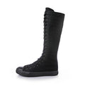 New Fashion Women's Canvas Boots Lace Zipper Knee High Boot Flat Shoes Casual High Help Punk Shoes Girls