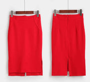 Plus Size Women's England Style Package Hip Stretch Split High Waist Pencil Skirt
