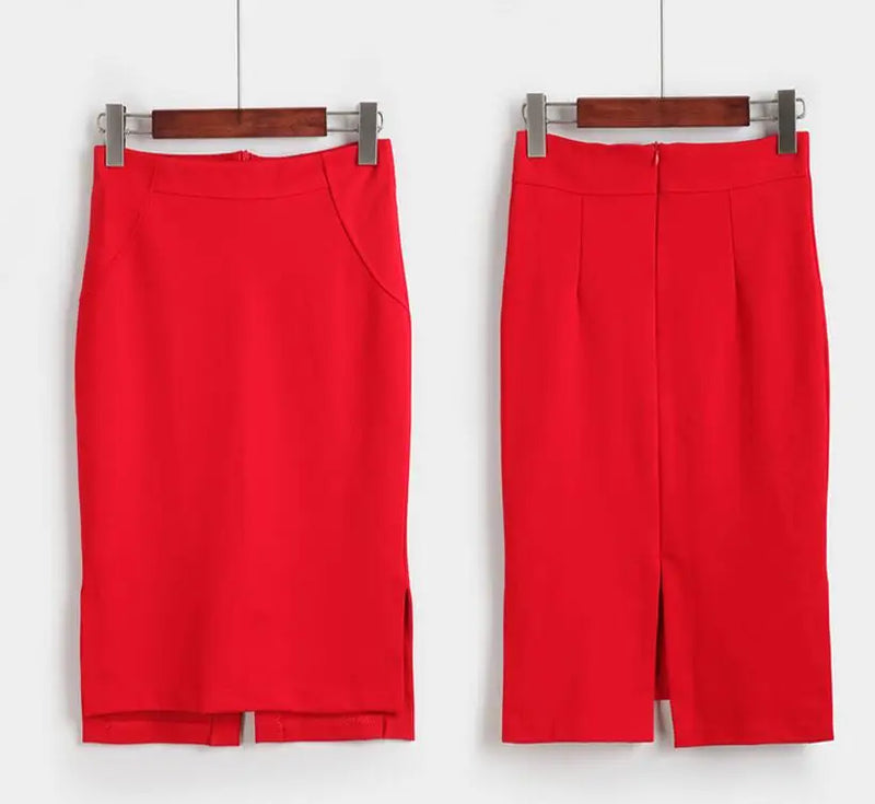 Plus Size Women's England Style Package Hip Stretch Split High Waist Pencil Skirt