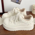 10 Styles Women's Kawaii Ribbon Thick Heel Breathable White Sneakers Casual Running Shell Shoes Chunky Y2K Dad Style for Spring