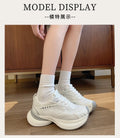 Women White Mesh Platform Sneakers Breathable Lace Up Thick Sole Running Shoes Ladies Lightweight Casual Sports Trainers