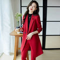 New Autumn Winter Women Formal Blazer Ladies Long Sleeve Double Breasted Jacket Coat Female Mid Long Windbreakers Outerwear Tops