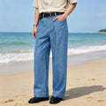 High Waist Jeans Pants Wide Leg Retro Men's High Waist Wide Leg Jeans Loose Fit Denim Pants Breathable Casual Stretchy Heavyweight Cotton Y2K Baggy Trousers