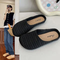 Breathable Baotou Half Slippers Lightweight Hollow Flat Bottom Slippers All-Match Anti-Slip Hand-Woven Slippers Summer Wear
