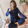 Silk Pajamas for Women 2025 Sexy Silk Women Pijama Sets Sleepwear Long-sleeve Cardigan Female Ice Silk Home Pijama Mujer Verano