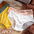 4Pcs/Set Sexy Panties Women Low Waist Briefs Lace Back Hollow Out Underwear Sexy Lingerie Solid Color Female Intimates M-XL