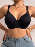 Plus Size Solid Women Bra Thin No Lining Push Up & Shaping Bra Breathable Mesh Underwire Lingerie 1XL-5XL
