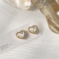 FTCY Trendy Heart Stud Earrings for Women Classic Black White Peach Heart Shape Earrings Women Fashion Korean Jewelry Gifts