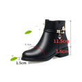 Women's Rhinestone Leather Boots Autumn Winter Warm Cotton Shoes Low Heel Round Head Side Zip Footwear Botas Para Mujeres