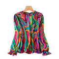 Plus Size 1XL-5XL Women Fashion Round Neck Long Sleeve Print Blouse Shirts Ladies Casual   Boho Blouse Shirt Top
