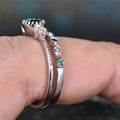 Jewelry Set 925 Sterling Silver Ring Set with Emerald Zircon Crystals for Women Engagement Wedding Glamour Jewelry Gifts