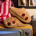 Slippers ZUOFU Unisex Cute Croissant Plush Slippers Autumn Winter Non-Slip TRP Fluffy Indoor Cotton Slippers Open & Closed Back Available