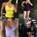 Women's Sexy Sports Bra - Open Back Design, Breathable Stretchy Fabric for Yoga - Elegant Solid Color All-Season Activewear