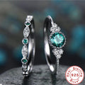 Jewelry Set 925 Sterling Silver Ring Set with Emerald Zircon Crystals for Women Engagement Wedding Glamour Jewelry Gifts