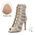 New Women High Heels Peep Toe Ankle Boot Stilettos Jazz Woman Dance Shoes High Top Women Ballroom Dance Boots Soft Soles