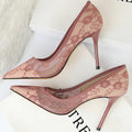 Sexy Lace High Heels Shoes Women Brand Quality Summer Breathable Female Pumps zapatos de talons Lady Party Wedding Shoes WSH4113