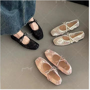 Spring/ Summer Elegant Square Toe Sexy Mesh Ballet Flat Shoes Fashionable Best Selling New Comfortable Large Size Women's Shoes