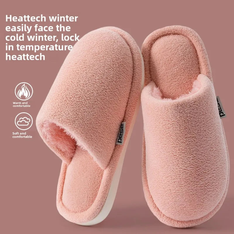 New Indoor Cotton Slippers Unisex Plush Home Shoes Anti-Slip Warm Silent for Men And Women Daily Casual Style Mat Slipper