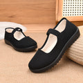 Women Winter Mary Jane Cotton Shoes Thick Fleece Lined Mom Flats Hook&Loop Strap Non-slip Soft Sole Ladies Casual Walking Shoe