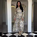 Women's Spring Fall Long Dress Elegant Ruffle Midi Floral Print Dress Flower Vintage Muslin Dress for Women