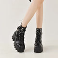 2024 Platform Thick Gothic Boots Lady Buckle Autumn Shoes Women Wedges Knee High Boots Punk Street  Motorcycle Chain