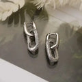 Gold Color Dangle Earrings with Shiny Zircon Decor Elegant Minimalist Double Loop Design Hoop Earrings Jewelry Gift for Women