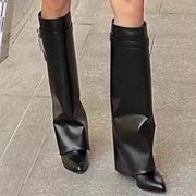 Brand Designer 2025 Winter New Outdoor Office Comfortable Slip-on Women's Knee-high Boots Casual Gothic Motorcycle Boots 35-41