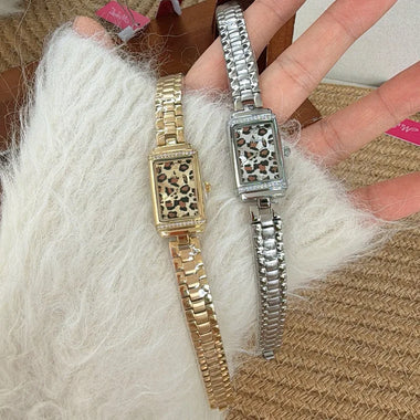 Niche Light Luxury Ladies Quartz Wristwatch Leopard Print Dial Stainless Steel Band Fashion Unique Exquisite Women Watch
