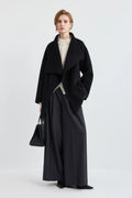LILY Wool-Blend Draped Collar Coat