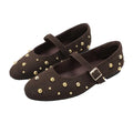 Round Toe Rivet Mary Janes Shoes Women Spring Autumn Buckle Strap Ballet Flats Shoes Female Elegant Daily Loafers Footwear New