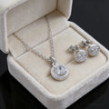 925 Sterling Silver Necklace Earring Set Promotion Lover Gifts Cute Fashion Noble Women Shiny Crystal Cz Jewelry Set Wedding
