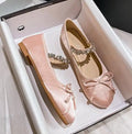 Elastic Rhinestone Band Mary Janes Woman Bowtie Silk Ballets Shoes Ladies Round Toe Flats Female Loafers Wedding Brides Shoes