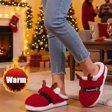 1-2Pairs Christmas Slippers Cotton House Shoes Warm Indoor Home Footwear Winter Cozy Gift for Women Men Family Holiday